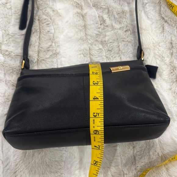 Etienne Aigner Leather Navy Blue Crossbody Bag with Gold Accents - Picture 6 of 7